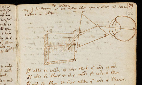 Original manuscript by Sir Isaac Newton, one of several by the English physicist to be made available on the web. Photograph: Cambridge University Library/PA